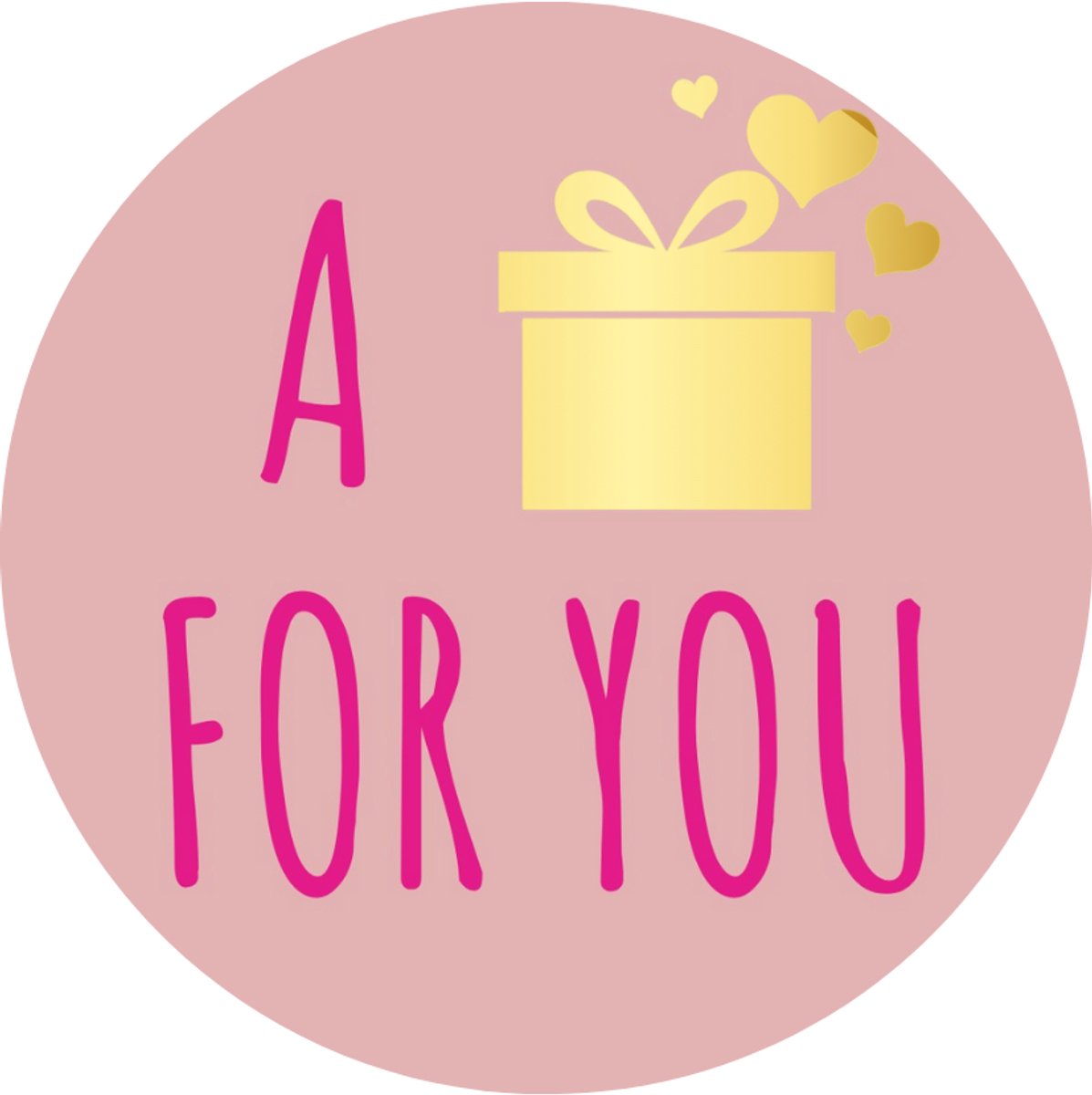 Stickers - "A gift for you" - 39mm - 250 Stuks - Poeder Roze / Metallic Goud - Serie (Goldy Stickers) - Sluitsticker - Etiketten - Stickers Bullet Journal - Volwassenen / Kinderen - Cadeaus - Decoratie
