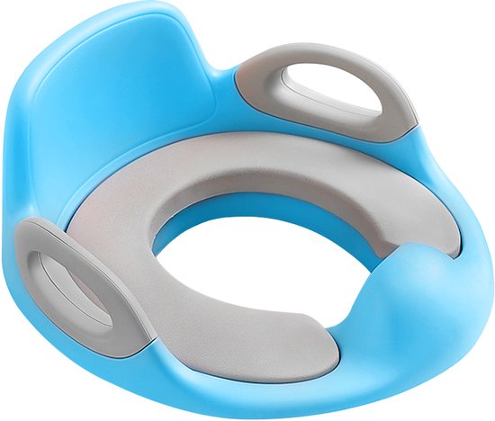 Siège de toilette enfant Aufun, compatible avec les toilettes rondes et ovales, avec poignée et protection anti-éclaboussures, pour garçons et filles de 12 mois à 8 ans, Blauw