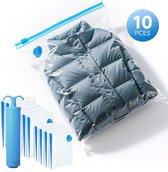 Sacs sous vide 10 pièces avec pompe - 3 tailles - 100*80 / 80*60 / 70*50 CM - Sacs sous vide pour Vêtements et Couettes - Sacs de voyage/sacs de rangement - 11 pièces incl. Pompe à main