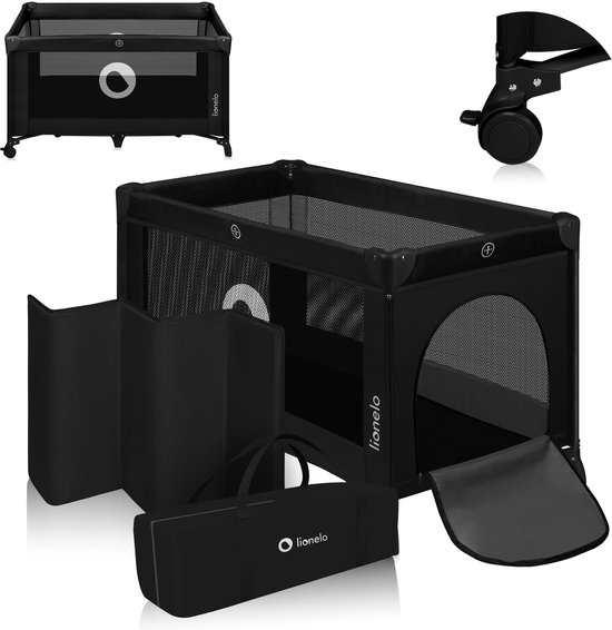 Campingbedje 3 in 1 - Baby Bed / Inklapbare Box / Reisbedje - 60x120 cm - 0-36 maanden / tot 15 kg - MET comfort MATRAS - Zij-ingang met rits - Wielen - Transporttas - Lionelo Stefi Babybed Babybox Ledikant