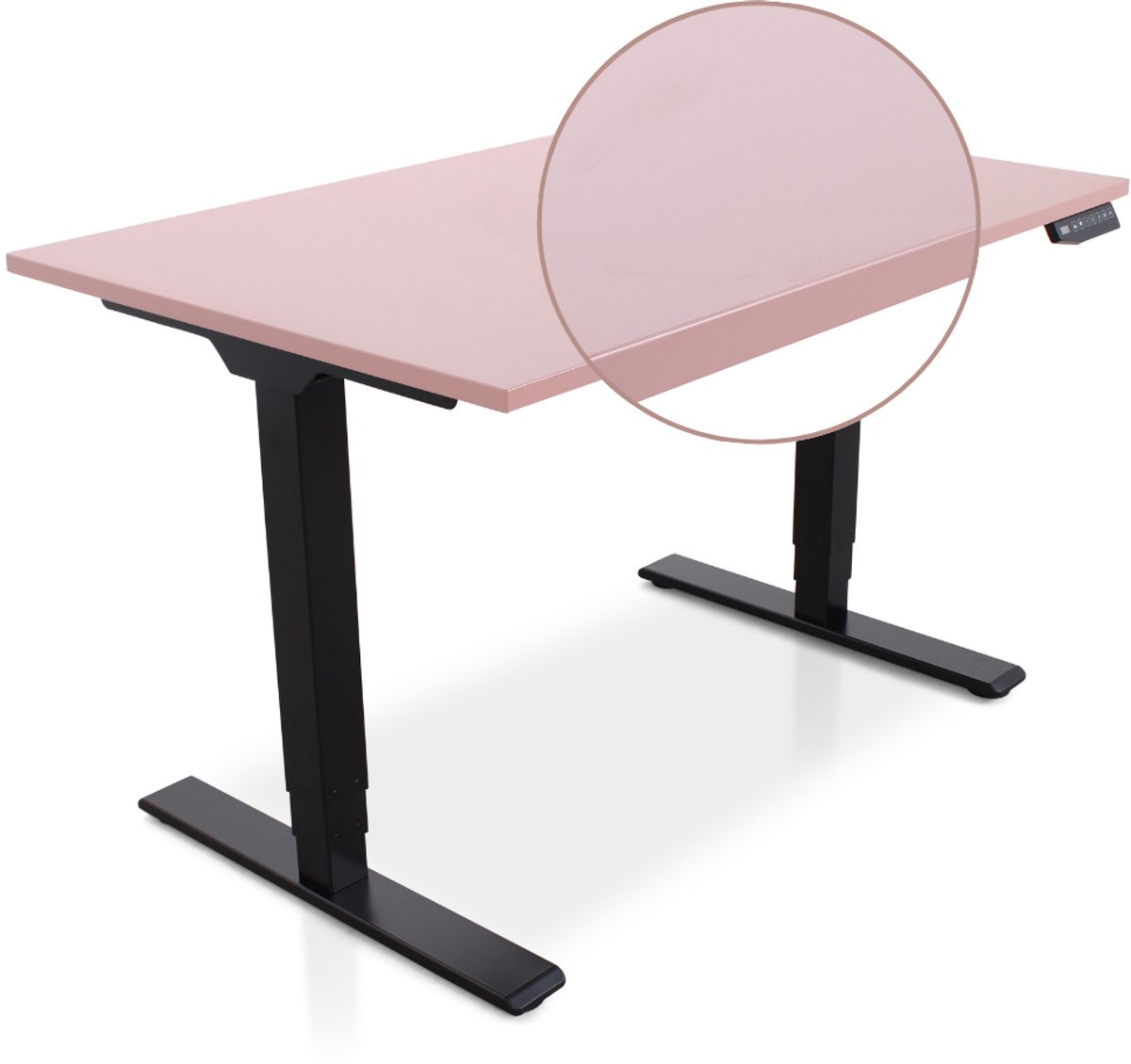 Multi Ratio Lineaflex MRC COMFORT Zit-Sta Bureau – Elektrisch Verstelbaar – 120x80 cm – Blad Dusty Rose – Zwart Frame – ARBO Norm NEN-EN 527 – Met memorybediening – 100 KG Draagvermogen – 130 cm Hoog