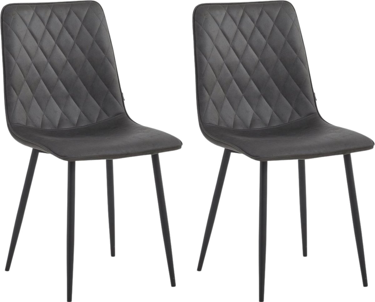 Colenis® - Elise Eetkamerstoel - Set Van 2 - Antraciet - Microfiber - Microvezel - Industrieel