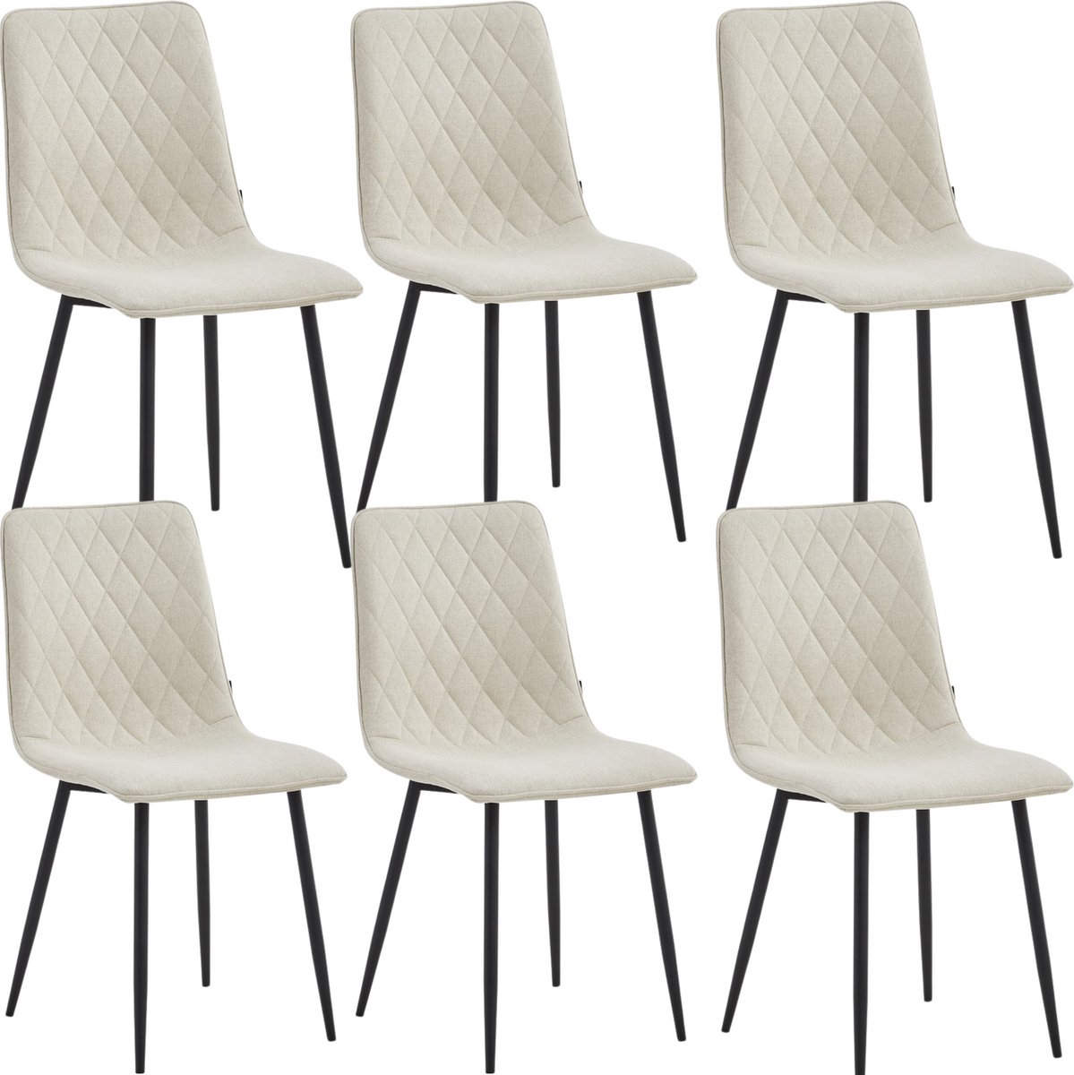 Colenis Elise Eetkamerstoel - Set Van 6 - Beige - Fabb Stof - Industrieel