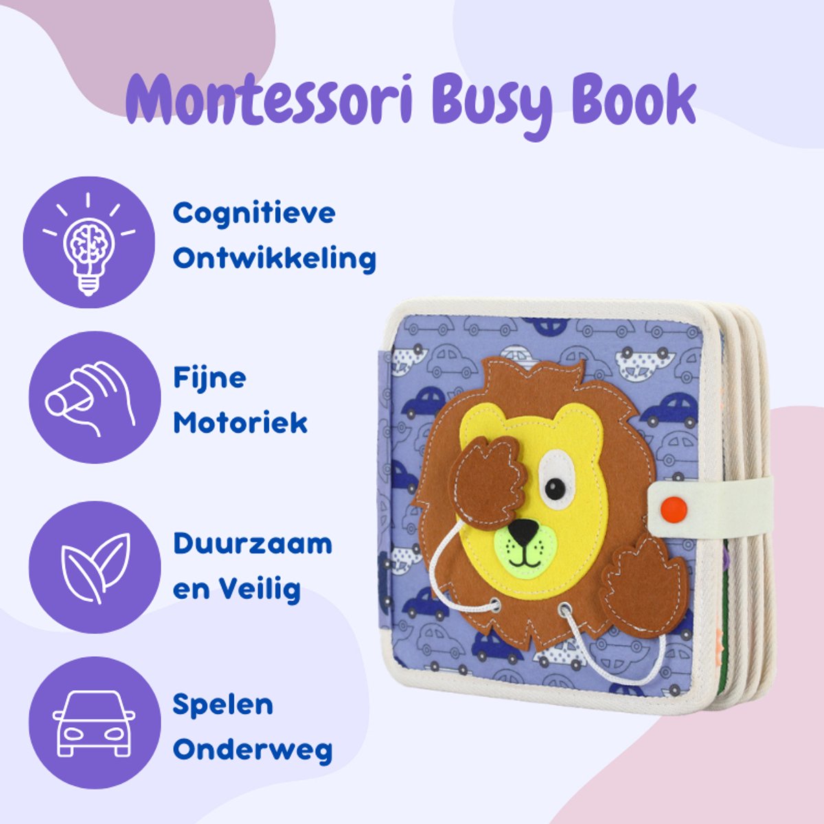Joymaxx® Busy Board - Montessori Baby Speelgoed 1 jaar - Activiteitenboek - Sensorisch Speelgoed 6 maanden - 2 jaar- Activiteitenbord Meisjes en Jongens Speelgoed 1 jaar - Peuterspeelgoed voor in de auto — afbeelding 5
