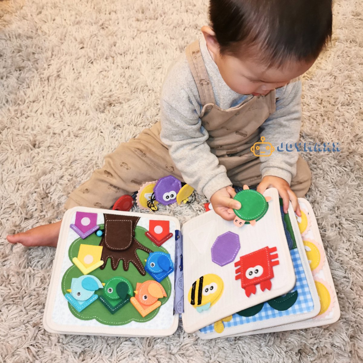 Joymaxx® Busy Board - Montessori Baby Speelgoed 1 jaar - Activiteitenboek - Sensorisch Speelgoed 6 maanden - 2 jaar- Activiteitenbord Meisjes en Jongens Speelgoed 1 jaar - Peuterspeelgoed voor in de auto — afbeelding 6