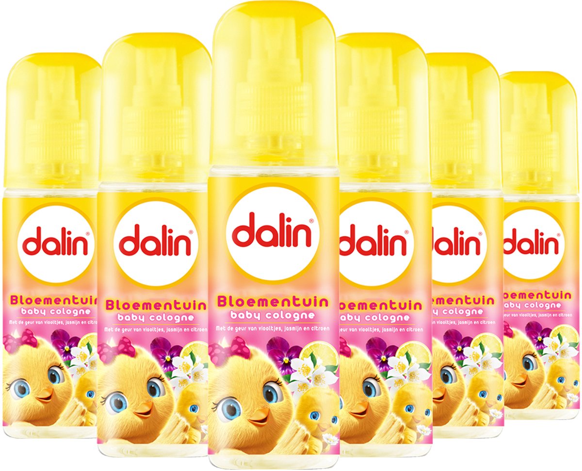 Dalin Baby Cologne, 6 x 150 ml, Frisse en Zachte Geur voor de Gevoelige Babyhuid - Bloementuin