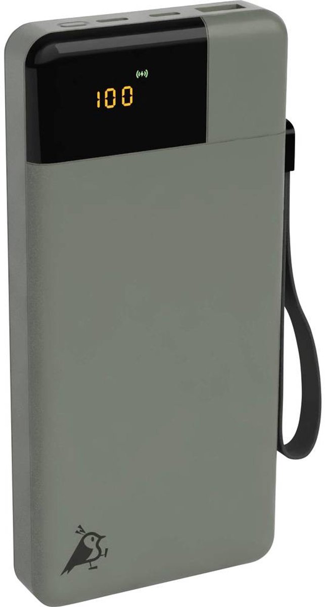 Aqiila Powerbank 20000mAh Power Bank Laptop 65W PD-snelladen LCD Scherm 2x USB-C 1x USB-A Pass Through Charging plasticvrije verpakking Powerbird mosgroen