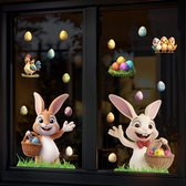 Autocollants de Pasen pour fenêtre, ensemble MOYEN - Autocollants statiques réutilisables en forme de lapin de Pâques