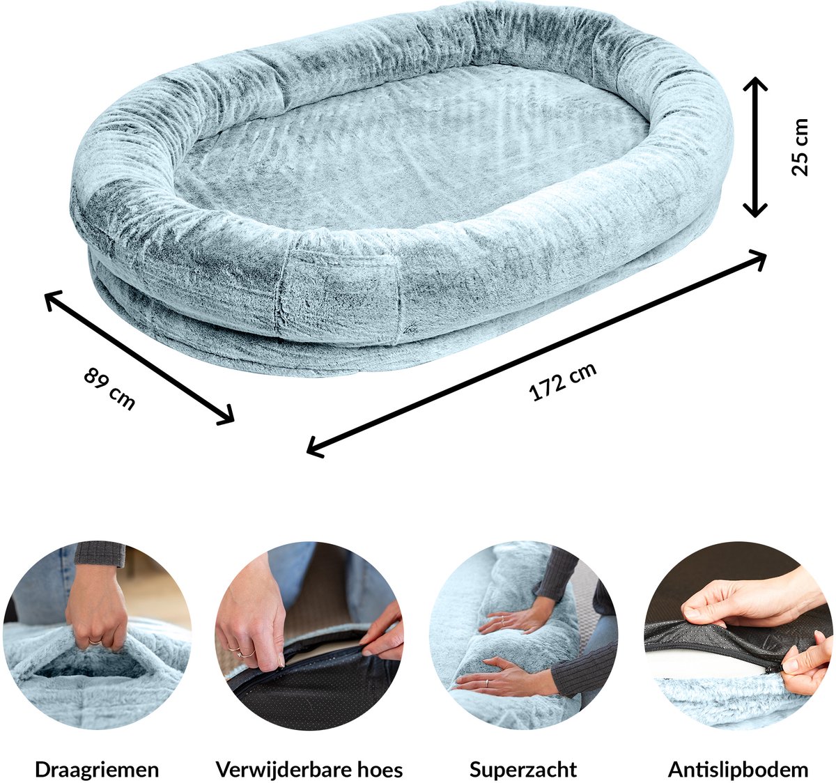 Human Dog Bed - Groot zitzakbed voor volwassenen - Blauw thumbnail 2