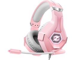 StayPowered Gaming Headset - Ultiem Surround Sound - Noise Cancelling Microfoon - Comfortabel en Duurzaam - Multiplatform Compatibel - RGB LED Verlichting - Stevige Gevlochten Kabel - Roze - Levering Sneller dan Aangegeven!