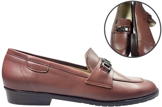 Stravers - Mocassins Trendy taille 43 en Cuir marron grande taille Chaussures à enfiler femme