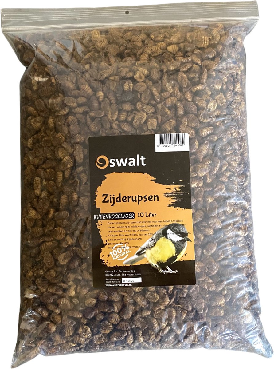 Oswalt Zijderupsen- Gedroogd - 10 Liter - Schildpadvoer - Visvoer