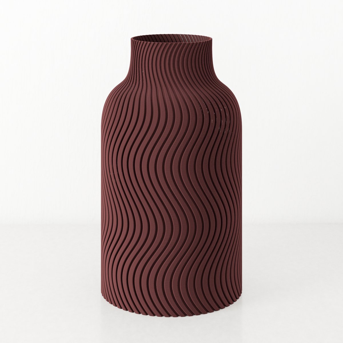 Fleuriek Vaas - Rood - H40cm - Japandi - Wavy patroon vaas - Design vaas van bio kunststof - Tafeldecoratie