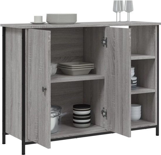 vidaXL Buffet - Buffets - Meuble de rangement - Armoire murale - Buffet 100x33x75 cm bois travaillé gris sonoma