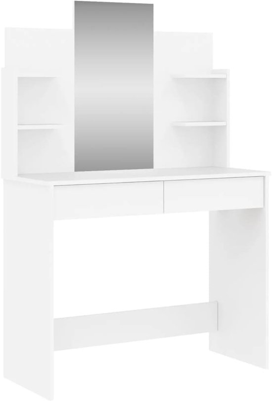 vidaXL 4-delige Kaptafelset bewerkt hout gerookt eikenkleurig, make-uptafel, kap tafel, make up tafel, make-up tafel, kaptafeltje, toilettafel