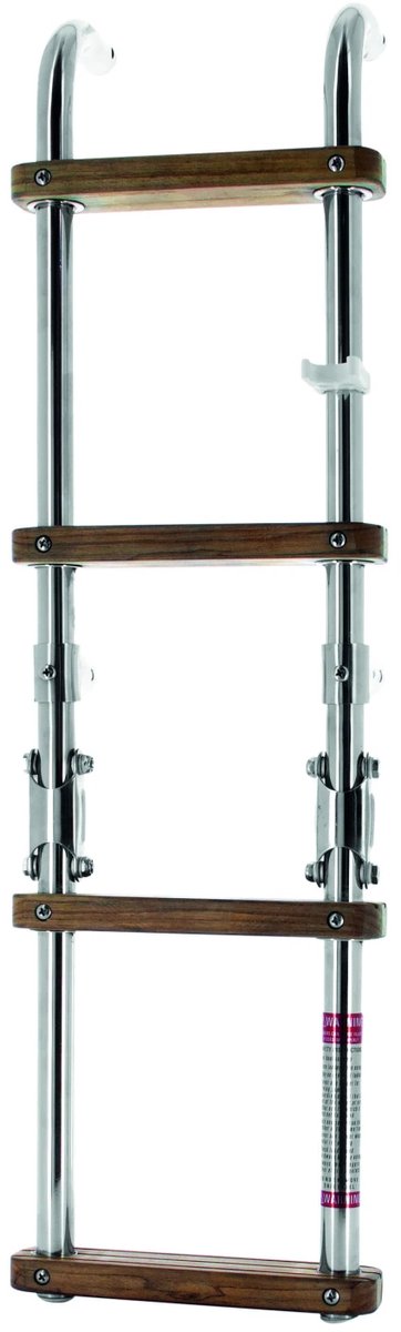 VETUS opvouwbare 4-treeds RVS Zwemtrap met teakhouten Treden | SLFM4A