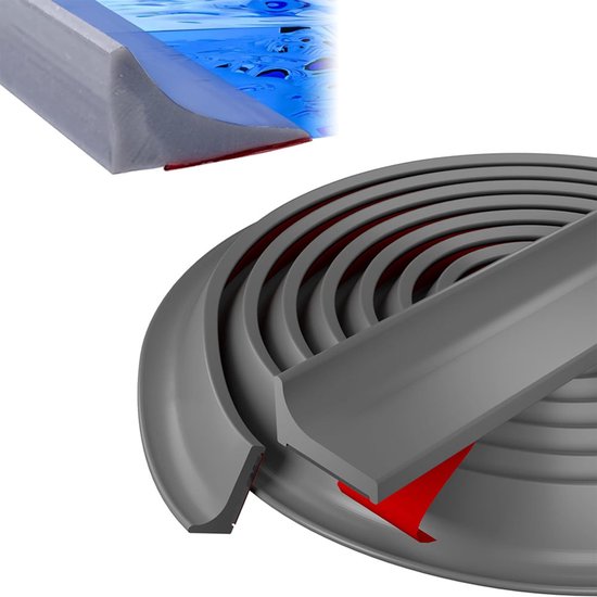Foto: Water stopper douche waterkering douche 200cm grijs douche dorpel anti water strip waterdrempel badkamer douchestrip zelfklevende kitrand sanitaire waterstopper beschermt tegen waterlekkage douche lekkage opvouwbare douchewaterdam