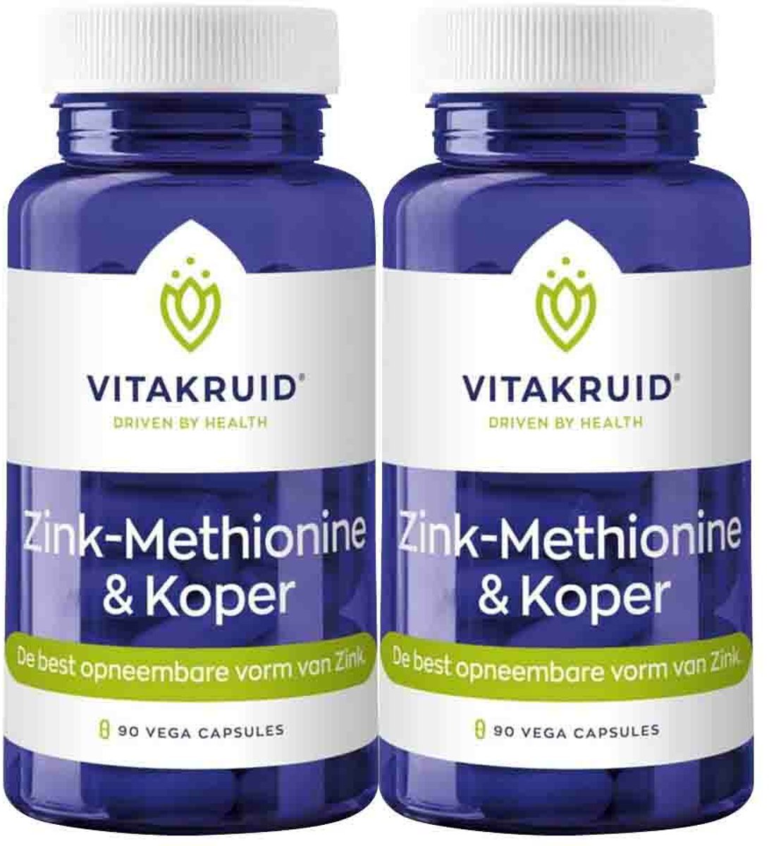 Goedkoopste 2x Vitakruid Zink Methionine Koper 90 capsules