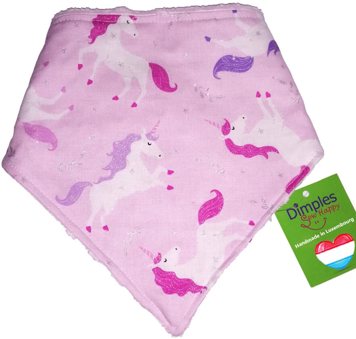 Roze eenhoorn hondenhalsdoek voor teefjes - DIMPLES 35cm XS hondensjaal hondenbandana met comfortabele drukknopen