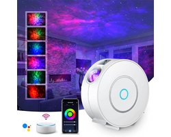 LED WiFi Sterrenhemel Projector - Slimme Nachtlamp - Spraakbesturing, Dimbaar & Timerfunctie - Voor Slaapkamer & Feestdecoratie - Wit - 1 Stuk