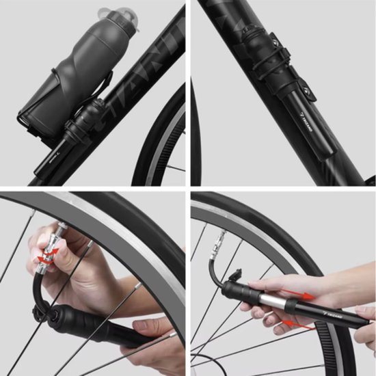 Trizand Compacte Aluminium Fietspomp met Framehouder - 7 Bar Druk — afbeelding 2
