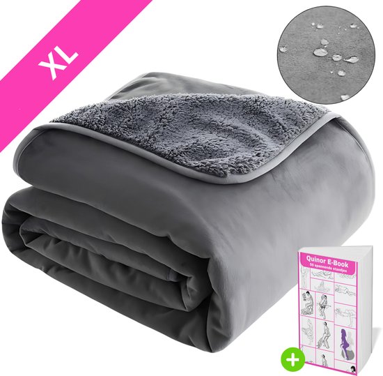 QUINOR® Love blanket XL - 100% waterdicht Beschermdeken voor Intieme Momenten - Luxe - waterdicht deken - 150x200 CM - Zachte stof - Inclusief E-Book - Matras bescherming - seks - date night - wasmachine bestendig