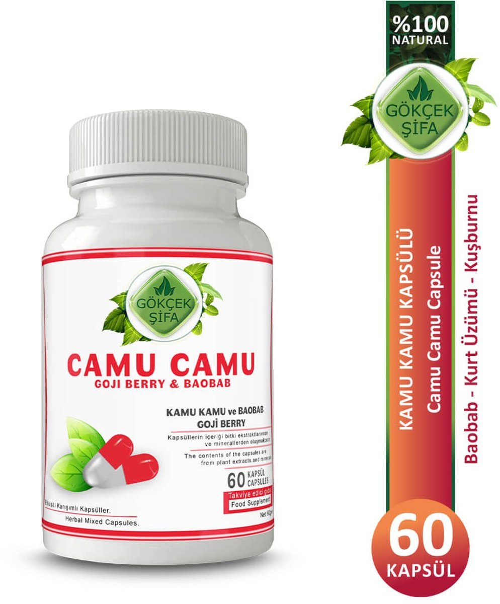 Goedkoopste Camu Camu Capsule - Goji Berry Extract & Baobab Extract - 60 Capsules - 1 CAPSULE 1000 MG EXTRACT - Antioxidant, Bloeddrukverlagend, Ontstekingsremmend, Antidiabetisch - 60.000 mg Kruidenextract - Myrciaria Dubia