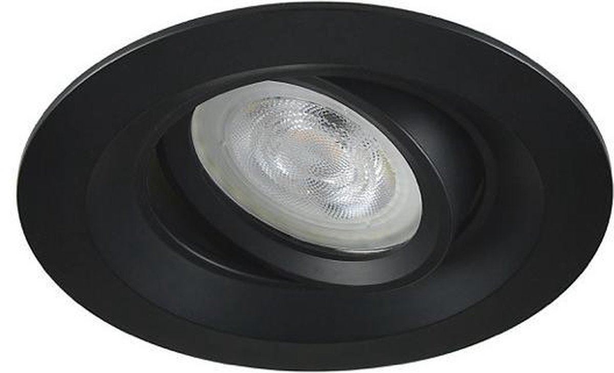 LED inbouwspot Adel -Rond Zwart -Extra Warm Wit -Dimbaar -5W -Philips LED