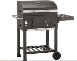 Nyvore- American BBQ Set - Jaxon - Houtskool BBQ 3 delig - thermometer & RVS afwerking - Grill oppervlakte 61,5x46 cm - Zij panelen - Zwart