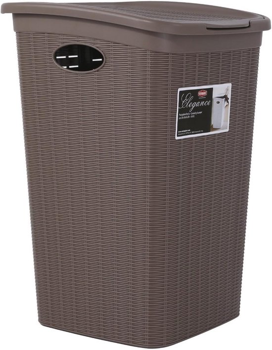 Grijze Wasmand Stefanplast Elegance Wasmand - 37x38x54,5 Cm, Duifgrijs, Stevige Polypropyleen Mand Stevige Wasmand Design