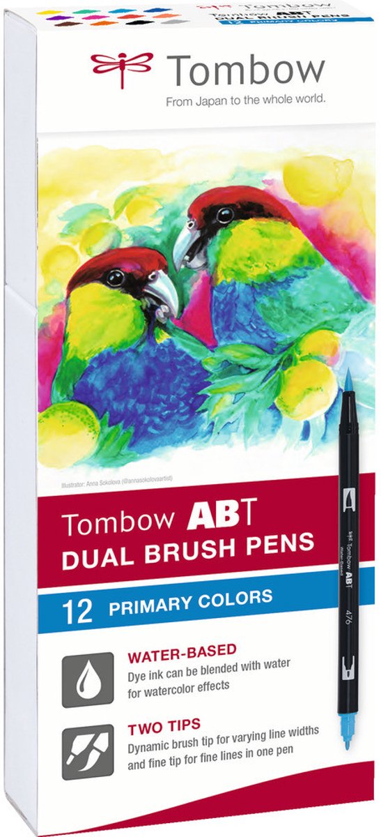 Tombow ABT Dual Brush Tekenpennen - Brushpennen - Primaire kleuren - set van 12 stuks — afbeelding 8