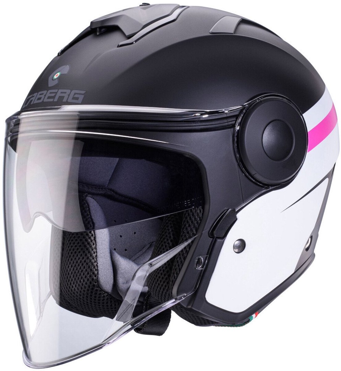 Caberg Soho Zephir Mat Zwart Wit Roze Jethelm - Helm