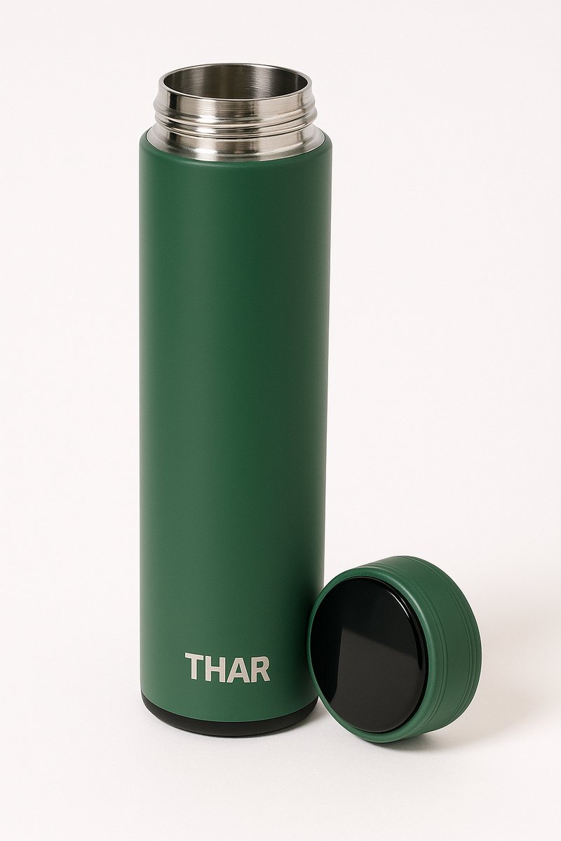 THAR Slimme Thermosfles 500ml – LCD Display & Dubbelwandig - Groen