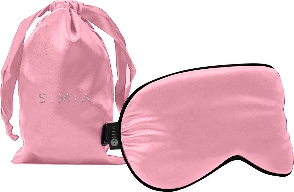 SIMIA™ Premium Zijden Slaapmasker + Opbergzakje - 100% Verduisterend Oogmasker - Verstelbaar - Blinddoek - Zijdezacht - Anti-Rimpel - Cadeau Tip - Roze