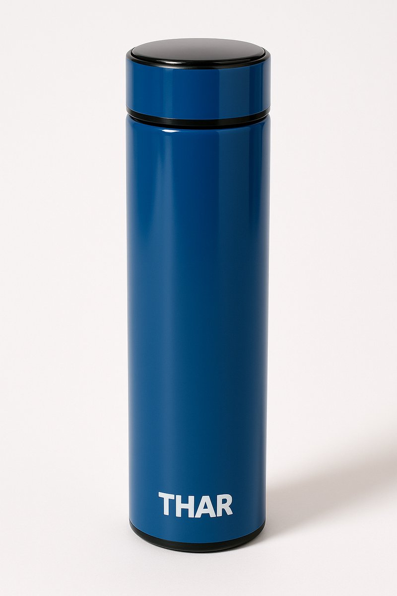 THAR Slimme Thermosfles 500ml – LCD Display & Dubbelwandig - Blauw