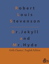 Boek 'Dr. Jekyll and Mr. Hyde' van Robert Louis Stevenson, met oranje tekst op een blauwe achtergrond. GrölS Classics | English Edition.