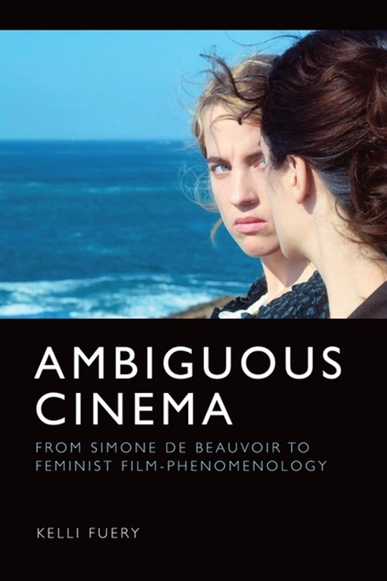 Boek kaft met "AMBIGUOUS CINEMA" in witte letters, en een foto van twee vrouwen met uitzicht op zee.