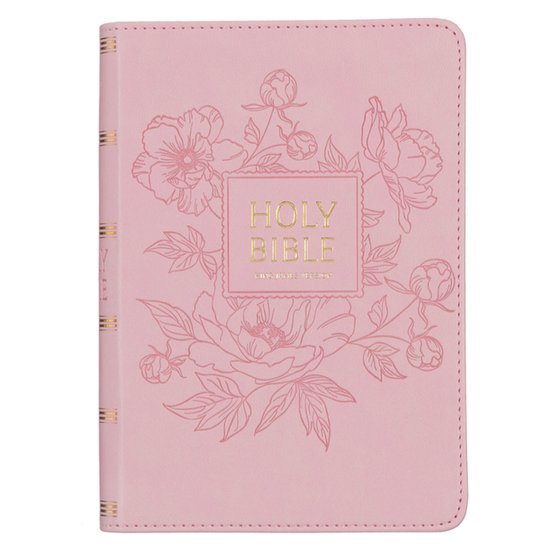 KJV Holy Bible, Compact Large Print Faux Leather Red Letter Edition - Ribbon Marker, King James Version, Pink