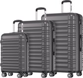Bol.com TRVLMORE Kofferset - 3 Delig - 38L Handbagage + 110L Ruimbagage - Lichtgewicht - Trolley - Reiskoffer Set - Donkergrijs aanbieding