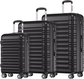 Bol.com TRVLMORE Kofferset - 3 Delig - 38L Handbagage + 110L Ruimbagage - Lichtgewicht - Trolley - Reiskoffer Set - Zwart aanbieding