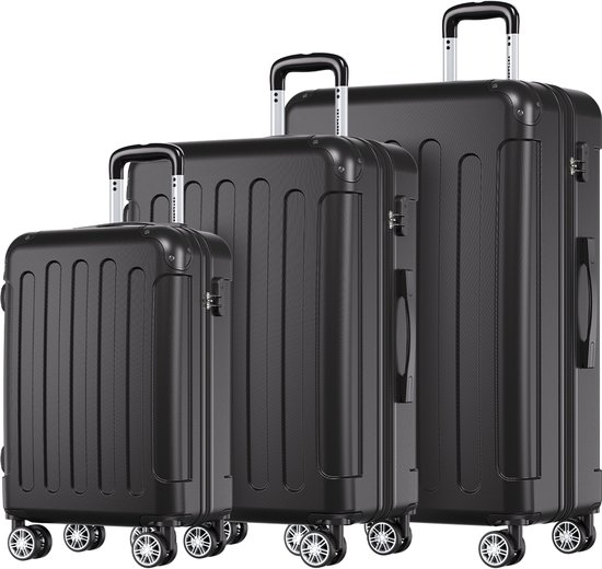 Ensemble valise TRVLMORE - 3 pièces - 38L (bagage à main) + 70L + 110L - Zwart