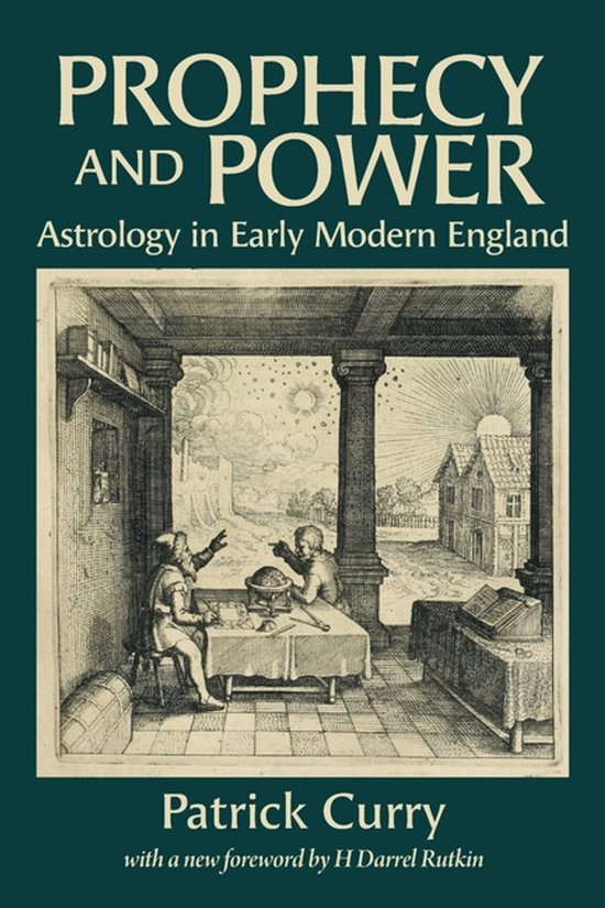 Boek "Prophecy and Power: Astrology in Early Modern England" met een illustratie van twee mannen die naar de sterren kijken.