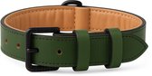 Brute Strength - Luxe leren halsband hond - Donker groen - L - (46 - 53 cm) x 3,5cm - honden halsband - hondenhalsband - halsband hond leer
