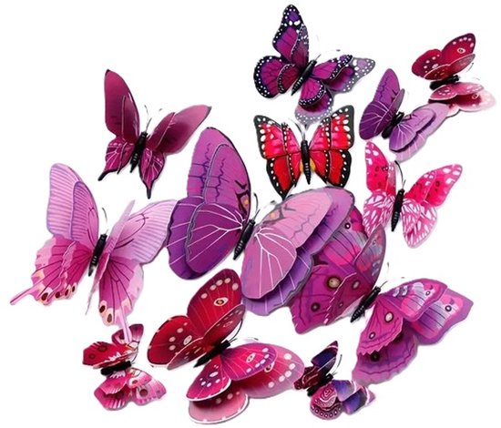 Décoration Décoration murale 3d Papillons 12 Pièces I Papillons Muraux I Stickers muraux Papillon I Violet