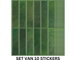 Muraio Plaktegels - 10 Zelfklevende Tegels - Tegeltickers Keuken - Wc plaktegels - Stickers Badkamer - Groen - 25,4 cm x 20 cm