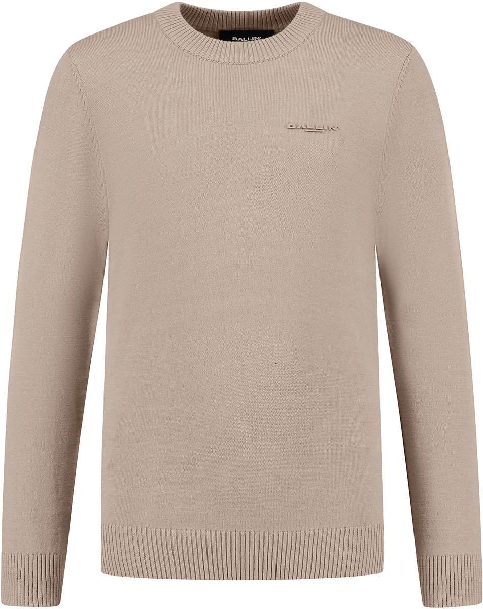 Ballin Amsterdam - Jongens Regular fit Knitwear Crewneck LS - Taupe - Maat 12