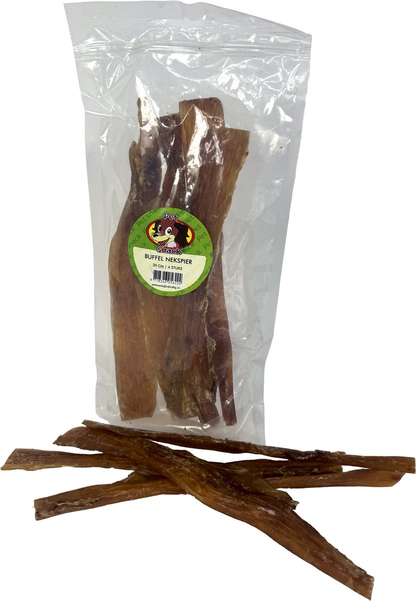 Petsnack Hondenkauwsnack Nekspier 30cm PETSNACK - 4 Stuks - Aanvullend Diervoeder, Helpt Gebit Verzorging