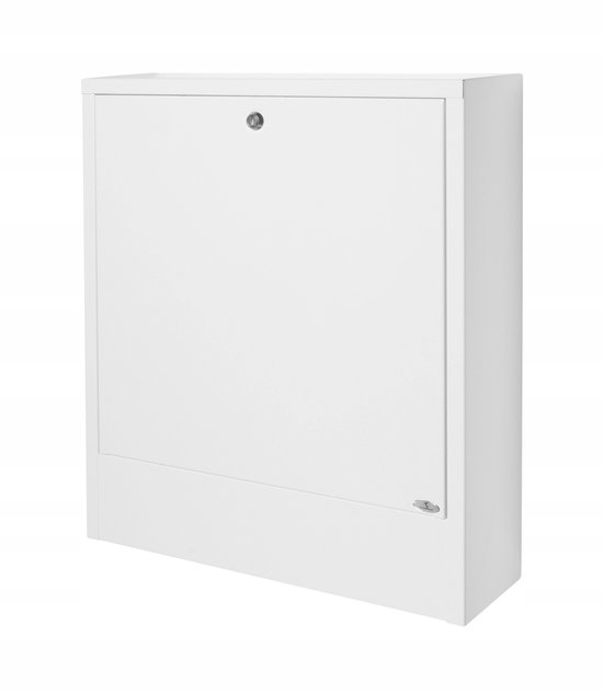 Witte Diamond inbouw verdeelkast met een slot en een logo op de voorkant.