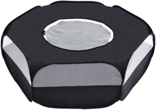 Fain® Konijnenren – Opvouwbaar – Knaagdieren ren – Zwart – Volledig afsluitbaar - Kooi – Voor binnen en buiten gebruik – Extra klim- en nagelbestendig