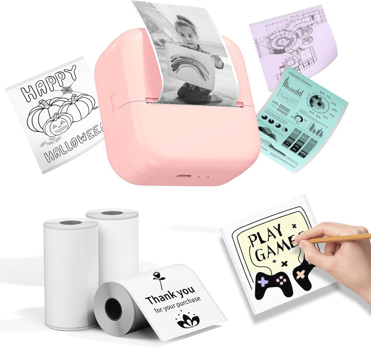 Draagbare Bluetooth Mini-thermische Printer voor Stickerafdrukken